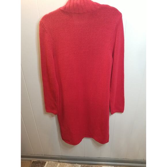 Chico's Women's Red Mock neck Full Zip Tunic‎ Cardigan Sweater Dress Size 1 - Picture 5 of 9